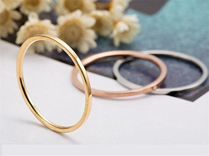 Women's Stainless Steel 1MM Thin Plain Midi Stacking Ring Band Comfort Fit, Size 3 to 10 - color: 1mm Flat - G