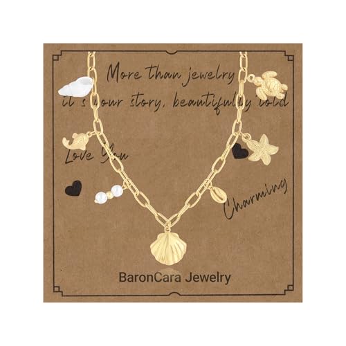 2 PCs Gold Plated Necklace Set for Women - Non Tarnish Jewelry Gift with Fashion Design - style: Charm 1
