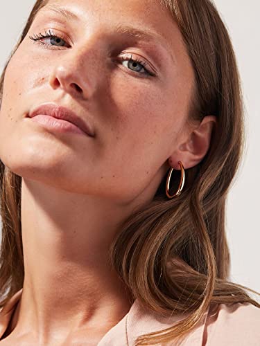 Silver Oval Hoop Earrings for Women 14K Gold Plated Hoop Earrings | Hypoallergenic Lightweight - color: A-14K Gold