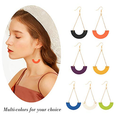 KINIVA Leather Dangle Earrings for Women Trendy, Lightweight Leaf Circle Lightning Earrings Drop, Jewelry Gifts for Women - color: 31 Orange