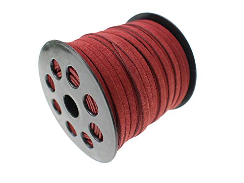 5mm Faux Suede Leather Cord String for Jewerly Making One Spools 40 Yards Maroon Flat Thin Leather Lace Thread for Necklace-Bracelet-Chocker & DIY Projects - size: 40 Yards Maroon