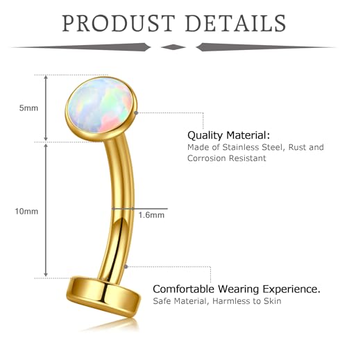 VCMART Belly Button Ring Belly Button Piercing Belly Rings Dangle Belly Button Rings Surgical Steel Clicker Floating Belly Button Rings for Women 14G Silver Gold Belly Navel Piercings Jewelry - color: C2 -2pcs, gold