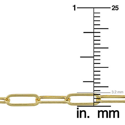 Kooljewelry Womens Chain Classic - 14k Yellow Gold Polished Paperclip Chain Necklace