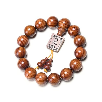 Natural Wooden Bracelet Adult Spring Bracelet Bead Dia. 0.8 inch 12 Beads 1pc - style: WishesEngrave