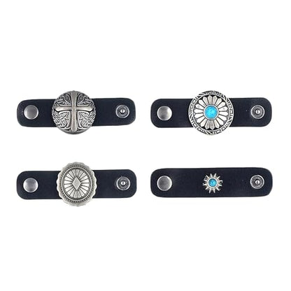 4Pcs Scarf Ring Western Bandana Slide For Women Men Genuine Leather Wild Rag Clip Neckerchief Holder Cowboy Accessories Clothing Cinch Buckle - color: Silver B
