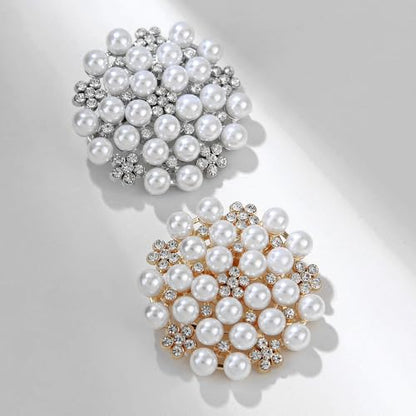 Delicate Pearl Crystal Brooch Pins for Women Girls Dance Balls Wedding Bridal Jewelry - color: A Silver