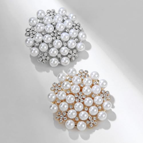 Delicate Pearl Crystal Brooch Pins for Women Girls Dance Balls Wedding Bridal Jewelry - color: A Gold