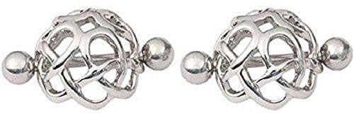 Nipple Rings Barbell Surgical Steel Nipple Bar Carved Celtic Mesh Pair