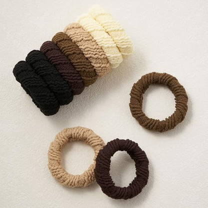 QIUTIMIY 10 Pcs No Damage Hair Ties Thick Hair Elastic Rubber Bands Hair Accessories Scrunchies Seamless for Women - color: Style 10