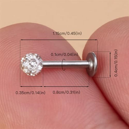 5Pairs Sparkly Disco Ball Stud Earrings for Women Hypoallergenic Stainless Steel CZ Crystal Small Ball Earrings Studs Glitter Cartilage Conch Helix Piercing Jewelry