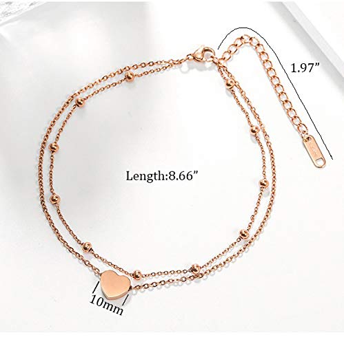 RoseGold Ankle Bracelets for Women - Layered Anklets - Link Foot Jewellery - color: RoseGold - 5#