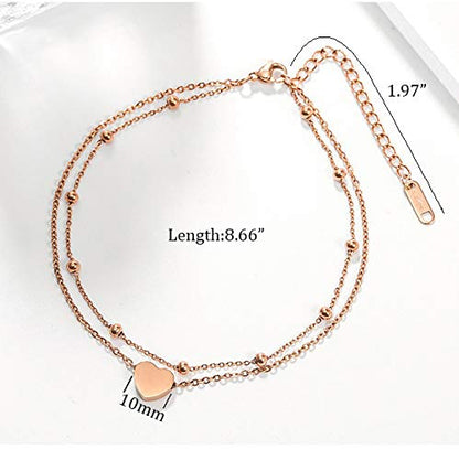 RoseGold Ankle Bracelets for Women - Layered Anklets - Link Foot Jewellery - color: RoseGold - 5#