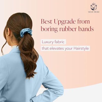 SILVR BEAR Luxury Satin Scrunchies, 9 Pack, Satin Hair Ties for thick & curly Hair, Scrunchies for Women and Girls - Pastel Shades - color: Pastel