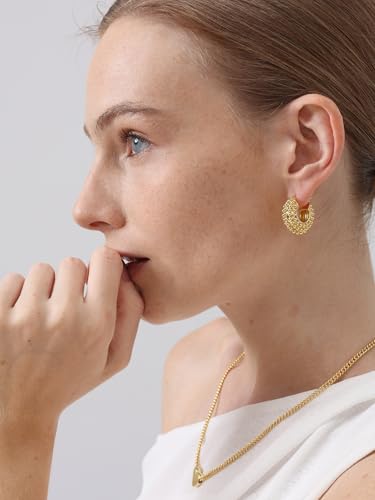 FRUMOS 18K Gold Plated Chunky Hoop Earrings for Women Fashion Thick Gold Hoops Set Jewelry for Birthday Christmas Gifts - color: Gold Mulberry Shape Hoop
