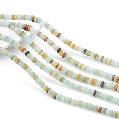 BEADIA Natural Amazonite Spacer Beads Caps Rondelle Disk Loose Beads for Beading Jewelry Making 4mmx2mm 38cm - color: Amazonite, size: Rondelle Disk 4mm x 2mm