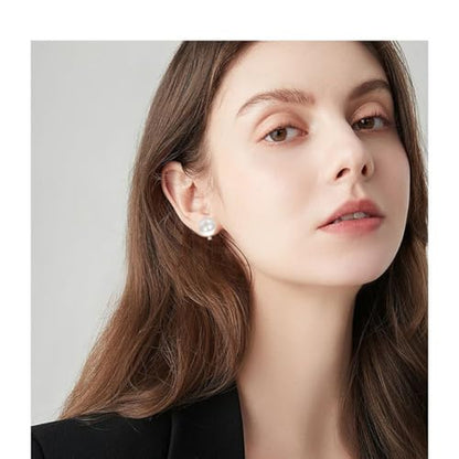 Yoursfs 10mm Tiny Pearl Clip On Earrings for Women 18K Gold Plated Faux Pearls Bridal Earring Fashion Wedding Jewelry - color: Silver 1.0CM Pearl