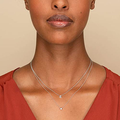 Number Necklace for Women Dainty 18K Gold Plated Pendant Necklace Charm Birth Month Personalized Jewelry Birthday Gift - color: SILVER, style: Number 4