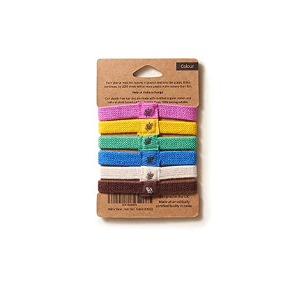 Wild & Stone | Pack of 6 Hair Bands | 100% Biodegradable and Plastic-Free Elastic Hair Ties | 100% Organic Cotton and Natural Plant-Based Rubber | No Crease Ponytail Holder (Multicolor) - color: Multicolour