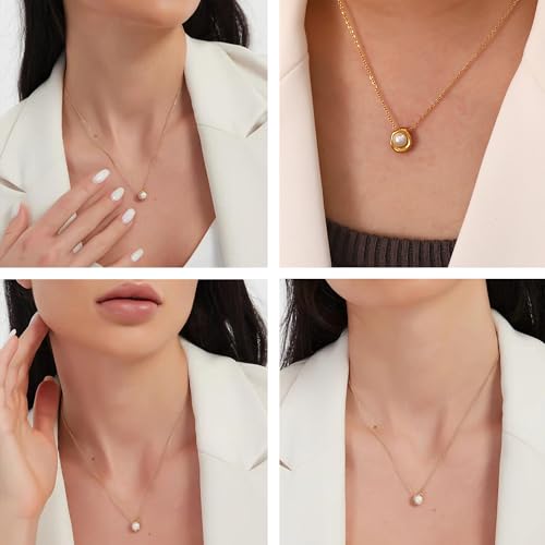 Unisex Celestial Gold Pendant Necklaces, Sun/Moon/Star/Angle Celestial Elements Unisex Choker Gold Lover Chains for Men and Women Jewelry - color: Pearl Drop - Round