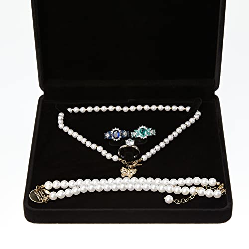 LETURE Velvet Jewelry Set Box, Velvet Gift Box for Bracelet Necklace Earring Ring (Black) - color: Black