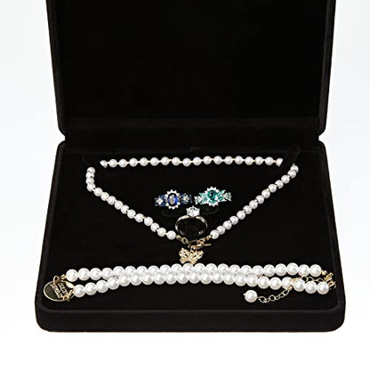 LETURE Velvet Jewelry Set Box, Velvet Gift Box for Bracelet Necklace Earring Ring (Black) - color: Black