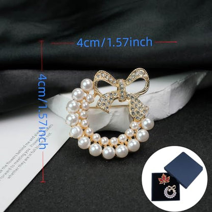 2pcs Rhinestone Brooch Pin for Women Dress Elegant Stylish Crystal Brooches Fashion Accessories Pins Lapel Boutonniere Ideas Wedding Christmas Birthday Jewelry Easter Gift - color: 02 Gold Pearl