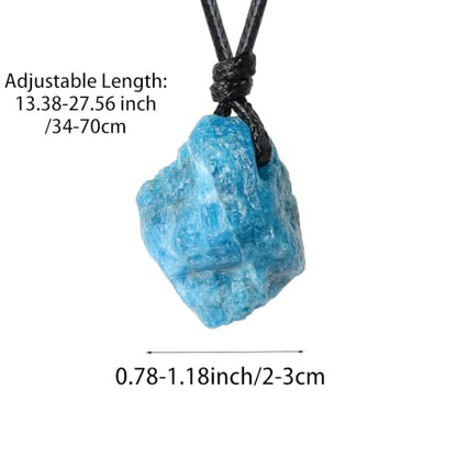 FANASY Natural Raw Crystal Necklace for Women Irregular Stone Necklaces Spiritual Gemstone Pendant with Adjustable Rope - color: Blue apatite
