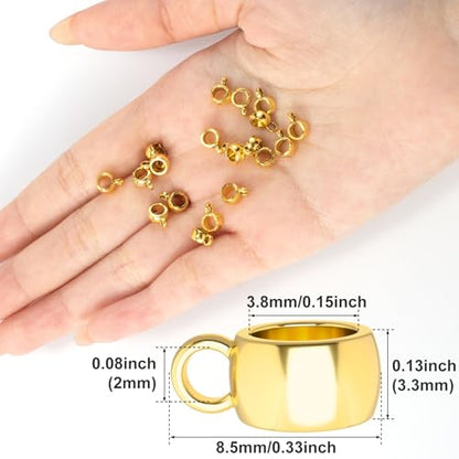 Joez Wonderful Links Bail Beads, Hypoallergenic Alloy Column Spacer Beads - color: 50 Gold, 50 Silver