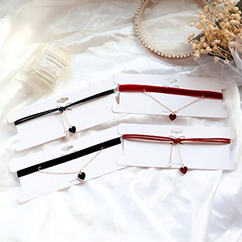 Black Choker Necklaces for Women 90s Red Black Velvet Choker Necklace Thick Thin Chocker Tube Heart Circle Choker Necklace Lace Tatto Collar Necklace Goth Choker Jewelry - style: D2-heart