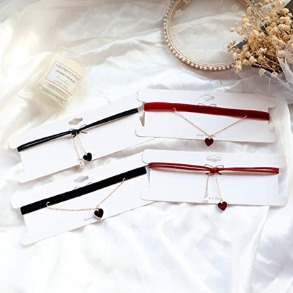 Black Choker Necklaces for Women 90s Red Black Velvet Choker Necklace Thick Thin Chocker Tube Heart Circle Choker Necklace Lace Tatto Collar Necklace Goth Choker Jewelry - style: D2-heart