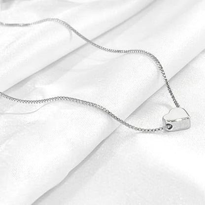 HERIER Cute Heart Necklace Dainty 18k Gold Plated Tiny Heart Pendant Choker Necklaces Small Gold Love Open Heart Chain Necklace for Women Simple Gold Necklace for Women Trendy Jewelry - color: Box Chain Heart-Silver