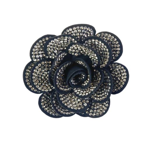 Rhinestone Rose Flower Brooch Lapel Pins for Women Her Fashion Crystal Camellia Flower Brooches Pin for Dress Accessories Jewelry Boutonniere Corsage Wedding Party Birthday Gift 70mm - color: Grey
