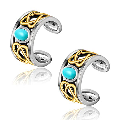 CHIC & ARTSY 925 Sterling Silver Ear Cuffs for Women, Non Piercing Clip On Cartilage Cuffs, Adjustable Fake Conch & Helix Earrings, Gold Plated & Oxidized Various Styles - color: ear cuff #22