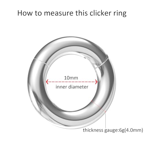 4G/6G/8G/10G/12G/14G/16G/18G/20G Hypoallergenic Nose Hoop Rings Steel Hinged Clicker Segment Gold/Rose Gold/Black/Pink Color - style: 1pc: 6g×10mm Silver tone