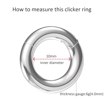 4G/6G/8G/10G/12G/14G/16G/18G/20G Hypoallergenic Nose Hoop Rings Steel Hinged Clicker Segment Gold/Rose Gold/Black/Pink Color - style: 1pc: 6g×10mm Silver tone