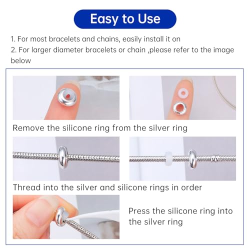 925 Sterling Silver Spacer Beads Charms for Bracelets & Necklaces Cute Charms Spacer Stopper Locating Buckle for Bracelets Retro Shaped Birthday Graduation Jewelry Gifts for Women Lover - color: Silver spacer bead-1pc