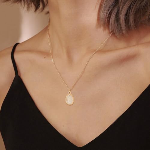 Stone Pendant Necklaces Gemstone Dangle Necklace 18K Gold Plated Teardrop Pendant Necklace for Women - color: White Gold