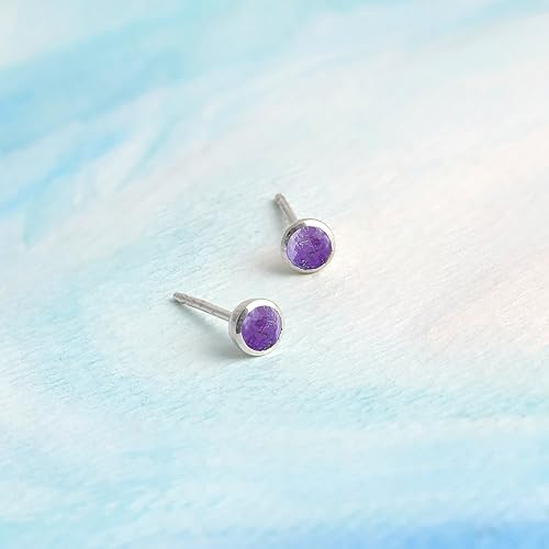 Boma Jewelry Sterling Silver Mini Circle Stud Earrings - color: Purple Turquoise