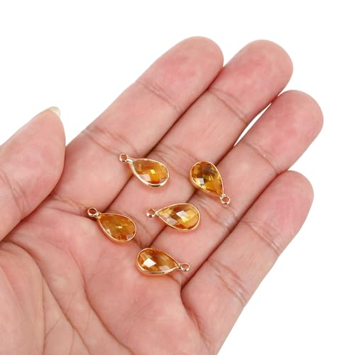 PATIKIL Birthstone Charm Beads Drop Pendant, Handmade Birthstone for Personalized Earrings Bracelet Necklace - color: Golden Tone, size: 0.63" x 0.31"