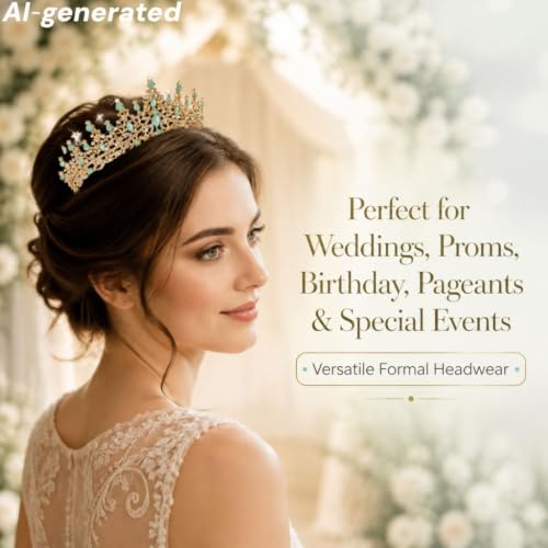 Kamirola Tiaras and Crowns for Women,Tiaras Earrings Necklace, Crystal Bridal Jewelry Set, Costume Jewelry for Women Party Halloween Prom Pageant - color: Gream Green