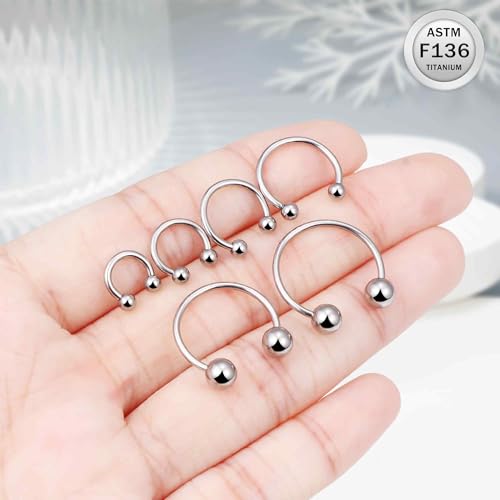 Ruifan 20G 18G 16G 14G 12G Horseshoe Nose Ring Titanium Septum Rings Piercing Jewelry Cartilage Conch Helix Rook Lip Tragus Earring Hoop Eyebrow Retainer For Women Men 6mm 8mm 10mm 12mm 14mm 16mm 19mm - size: Ball: 16G - 6MM
