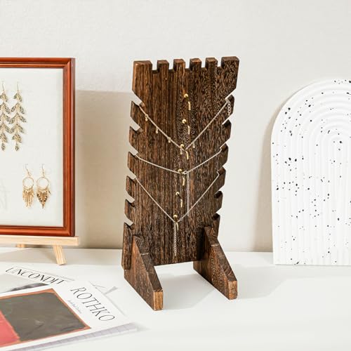 Lolalet Wooden Jewelry Display Series, Necklace Bracelets Earrings Rings Jewelries Stand Freestanding Natural Wood Holder Jewelry Rack for Selling Vendor Store -1 Pack, Necklace | Necklace Bracelets Earrings Rings Jewelries Stand Freestanding Natural Wood