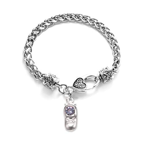 Silver Customized Charm Bracelet with Cubic Zirconia Jewelry - style: Baby Shoe