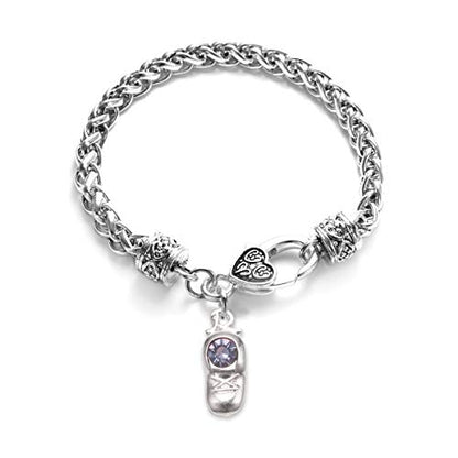 Silver Customized Charm Bracelet with Cubic Zirconia Jewelry - style: Baby Shoe