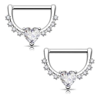 Melighting 14G Star Nipple Rings Steel 316L Nipple Piercing Jewelry Clear CZ Nipple Bars Clicker Nipple Barbell For Women Men 14mm