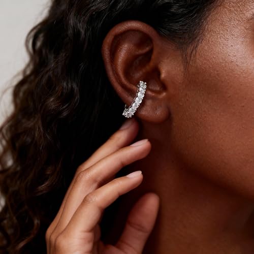 Ear Cuffs Non Piercing Gold Silver Earrings Cute Cubic Zirconia Sparkling Ear Cuff for Women Clip On Cartilage Huggie Earring Christmas Jewelry Costume - color: Silver-One