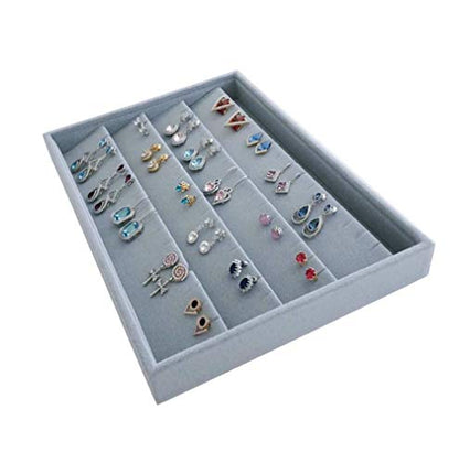 Premium Quality Grey Velvet Stackable Organizer Tray Earrings Jewelry Storage Store Home Organization Closet Drawer Inserts Dividers - size: Stud Earrings