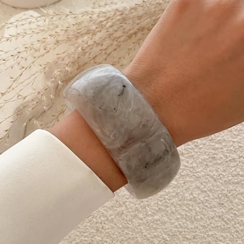 Colorful Acrylic Resin Open Cuff Bracelets Simple Transparent Chunky Thick Bangle Statement Irregular Geometric Resin Wide Wristband Chunky Acetate Wrap Cuff Bracelets - color: B-05