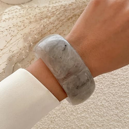 Colorful Acrylic Resin Open Cuff Bracelets Simple Transparent Chunky Thick Bangle Statement Irregular Geometric Resin Wide Wristband Chunky Acetate Wrap Cuff Bracelets - color: B-05