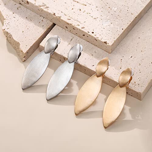 FANZE 2-3 Pairs Clip on Earrings Drop Earrings Set,Big Matte Gold Earrings Statement Earrings Jewelry Gift for Women - color: Set-5